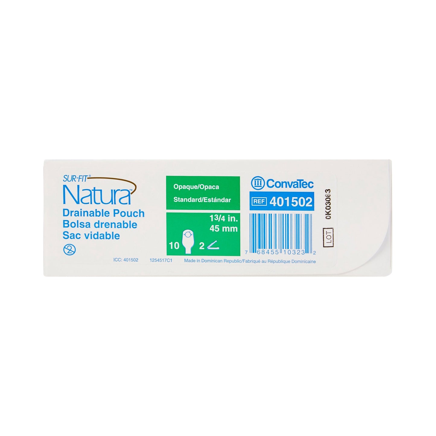 Sur-Fit Natura® Colostomy Pouch Two-Piece System 12 Inch Length Drainable (325416_BX)