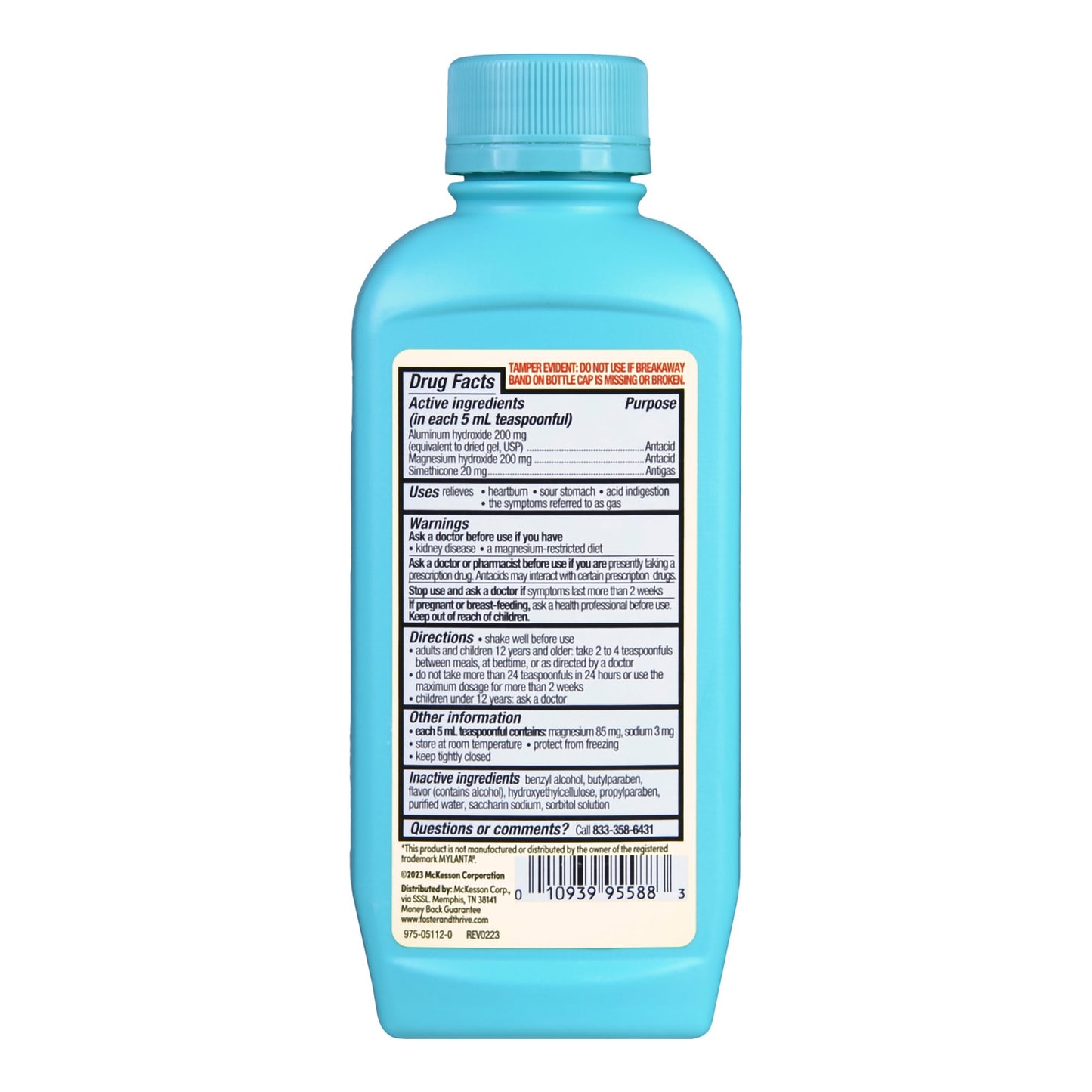 Foster & Thrive™ Antacid 200 mg - 200 mg - 20 mg / 5 mL Strength Liquid 12 oz. (1238907_BT)