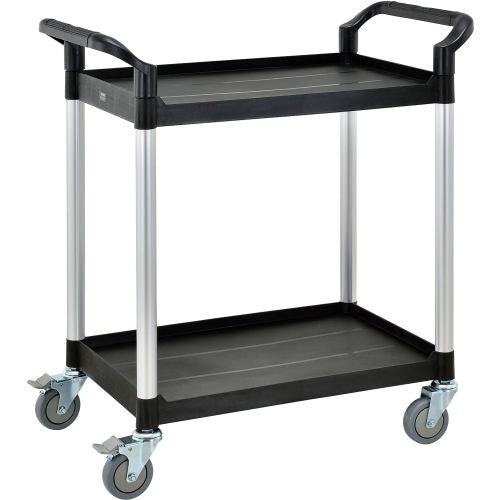 Global Industrial Service Cart w/2 Shelves, 440 lb. Capacity, 26"L x 17"W x 37"H, Black (WB800269)