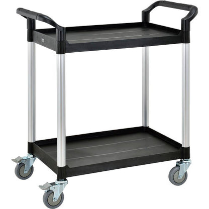 Global Industrial Service Cart w/2 Shelves, 440 lb. Capacity, 26"L x 17"W x 37"H, Black (WB800269)