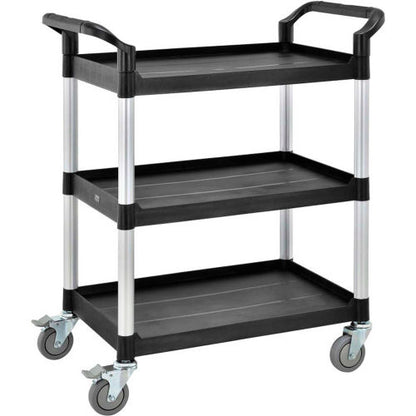 Global Industrial Service Cart w/3 Shelves, 550 lb. Capacity, 26"L x 17"W x 39"H, Black (WB800270)