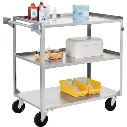 Global Industrial Stainless Steel Utility Cart, 300 lb. Capacity, 30-3/4"L x 18-3/8"W x 33"H (WB800275)