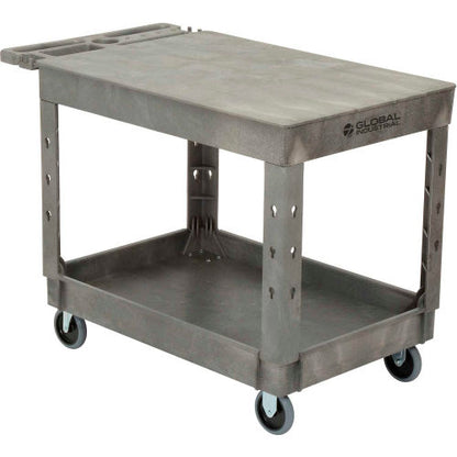 Global Industrial Flat Top Utility Cart w/2 Shelves, 44"L x 25-1/2"W x 32-1/2"H, Gray (WB800298)