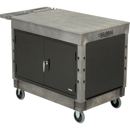 Global Industrial Utility Cart w/2 Shelves & 5" Casters, 44"L x 25-1/2"W x 32-1/2"H, Gray (WB800306)