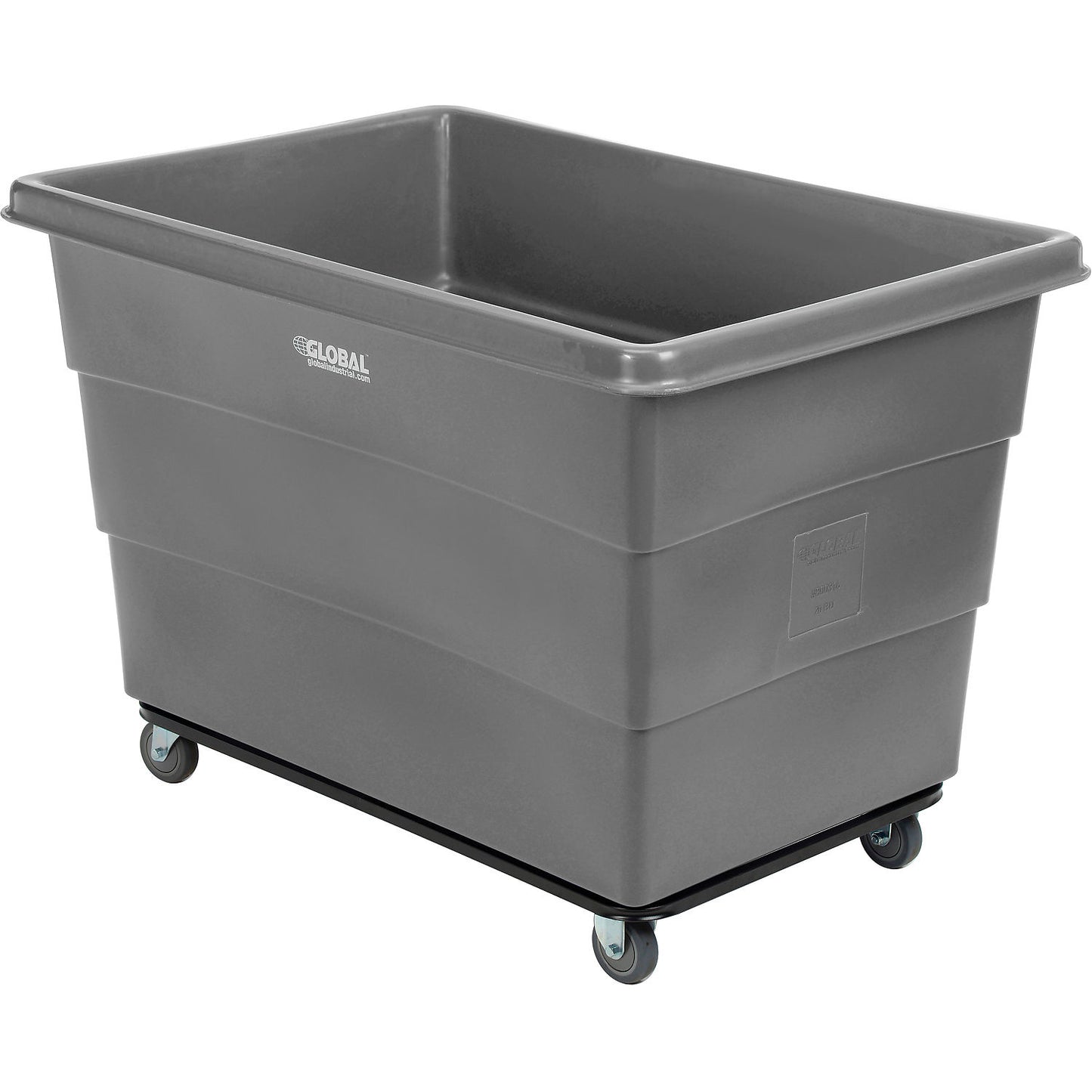 Global Industrial Plastic Bulk Box Truck, 20 Bushel, Steel Chassis Base, Gray (WB800316GY)