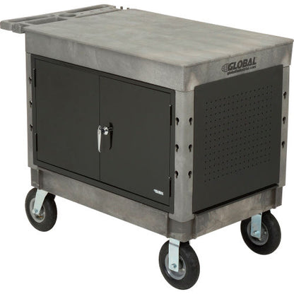 Global Industrial Utility Cart w/2 Shelves & 8" Casters, 44"L x 25-1/2"W x 32-1/2"H, Gray (WB800327)