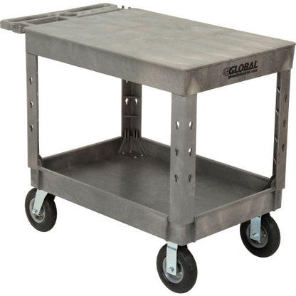Global Industrial Flat Top Utility Cart w/2 Shelves, 44"L x 25-1/2"W x 35-1/2"H, Gray (WB800329)