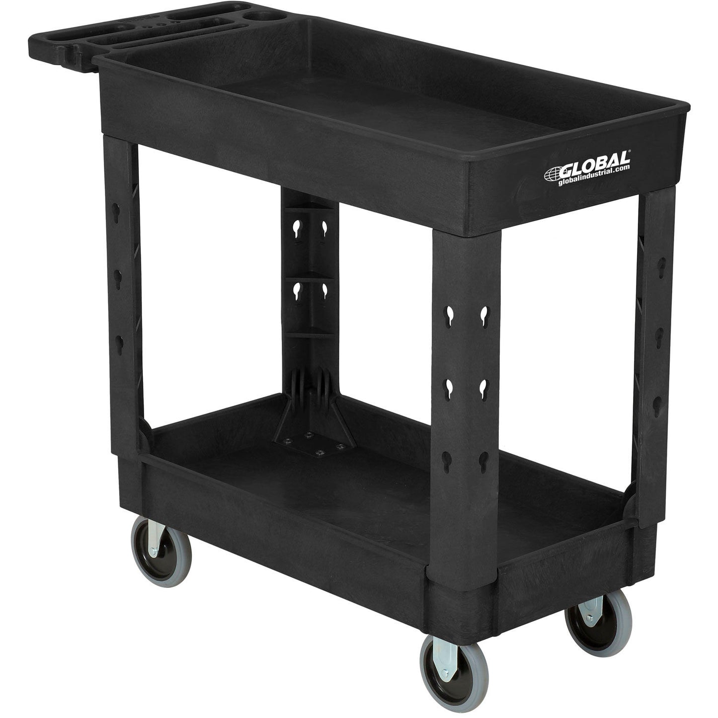 Global Industrial Utility Cart w/2 Shelves, 500 lb. Cap, 38"L x 17-1/2"W x 32-1/2"H, Black (WB800336)