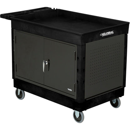 Global Industrial Utility Cart w/2 Tray Shelves, 500 lb. Capacity, 44"L x 25-1/2"W x 32-1/2"H (WB800339)