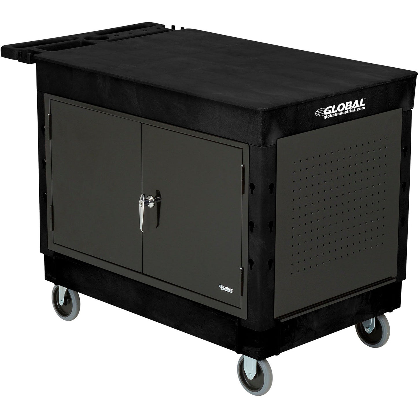 Global Industrial Utility Cart w/2 Flat Shelves, 500 lb. Capacity, 44"L x 25-1/2"W x 32-1/2"H (WB800340)