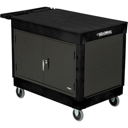 Global Industrial Utility Cart w/2 Flat Shelves, 500 lb. Capacity, 44"L x 25-1/2"W x 32-1/2"H (WB800340)