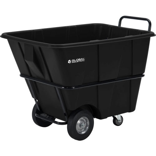 Global Industrial Heavy Duty Plastic Tilt Truck, 1/2 Cu. Yd. Cap, 1400 Lbs. Cap, Black (WB800352HD)