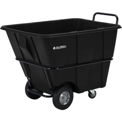 Global Industrial Heavy Duty Plastic Tilt Truck, 1/2 Cu. Yd. Cap, 1400 Lbs. Cap, Black (WB800352HD)