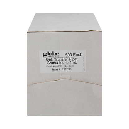 Globe Scientific Transfer Pipette 5 mL 0.25 mL Graduation Increments NonSterile (541271_BX)