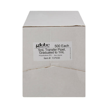Globe Scientific Transfer Pipette 5 mL 0.25 mL Graduation Increments NonSterile (541271_CS)