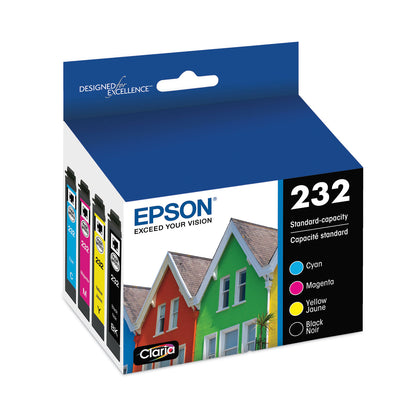 Epson® T232120BCS (T232) Claria Ink, 165 Page-Yield, Black/Cyan/Magenta/Yellow (EPST232120BCS)