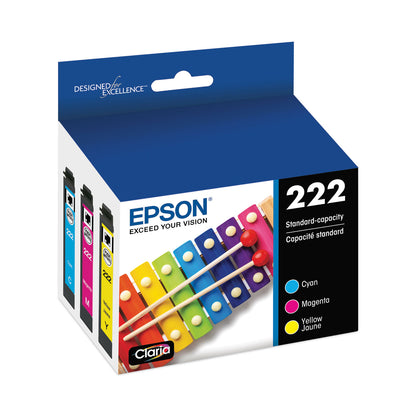 Epson® T222520S (T222) Claria Ink, 165 Page-Yield, Cyan/Magenta/Yellow (EPST222520S)