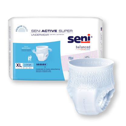 Seni® Active Super Unisex Adult Absorbent Underwear Pull On with Tear Away Seams X-Large Disposable Moderate Absorbency (1163845_CS)