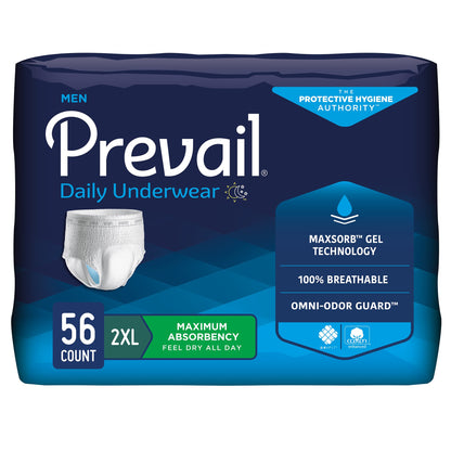 Prevail® Daily Underwear Male Adult Absorbent Underwear Pull On with Tear Away Seams 2X-Large Disposable Heavy Absorbency (1131098_CS)