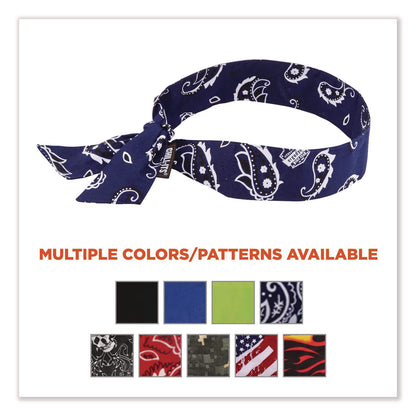 ergodyne® Chill-Its 6700 Cooling Bandana Polymer Tie Headband, One Size Fits Most, Navy Western (EGO12306)