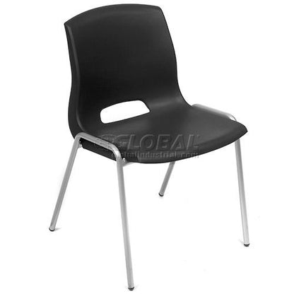 Interion Merion Collection Stacking Chair, Plastic, Black (WB808665BK)