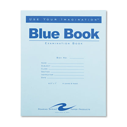 Roaring Spring® Examination Blue Book, Wide/Legal Rule, Blue Cover, (4) 8.5 x 7 Sheets (ROA77510)
