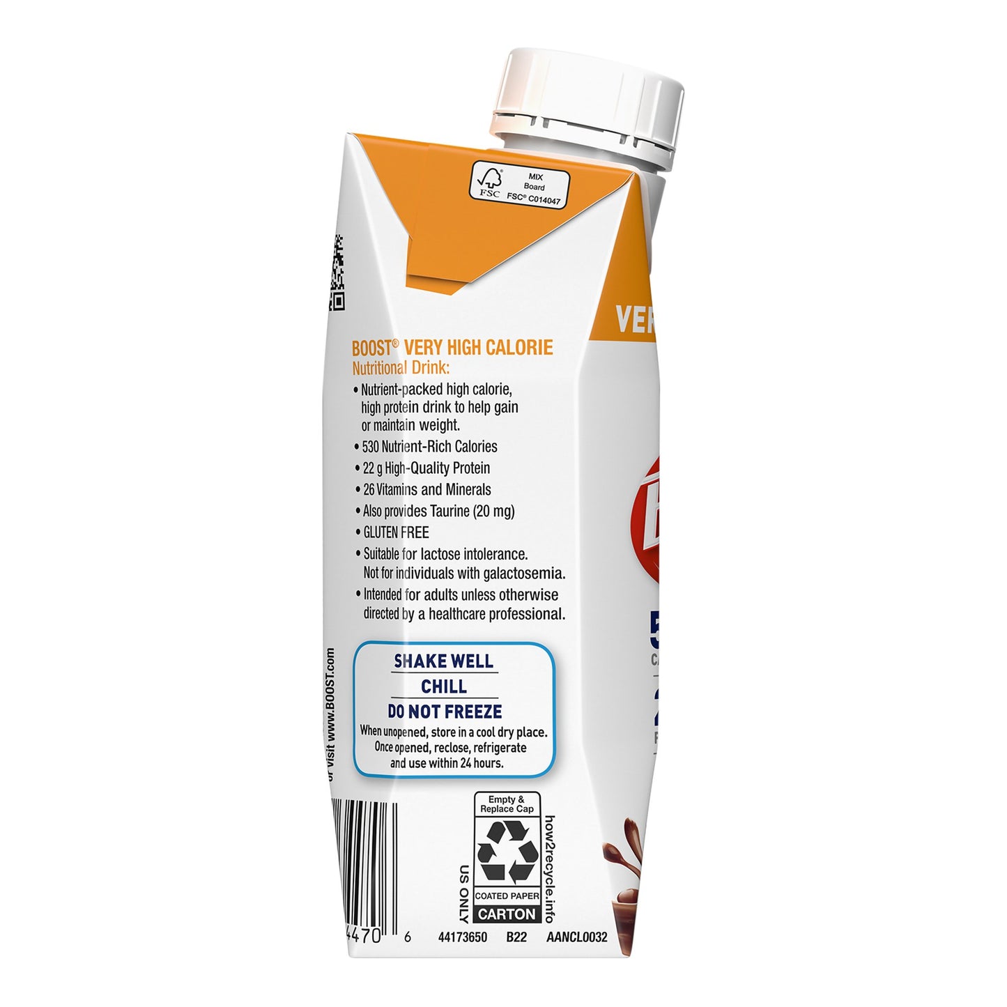 Boost® Very High Calorie Oral Supplement Chocolate Flavor Liquid 8 oz. Reclosable Carton (1212300_EA)
