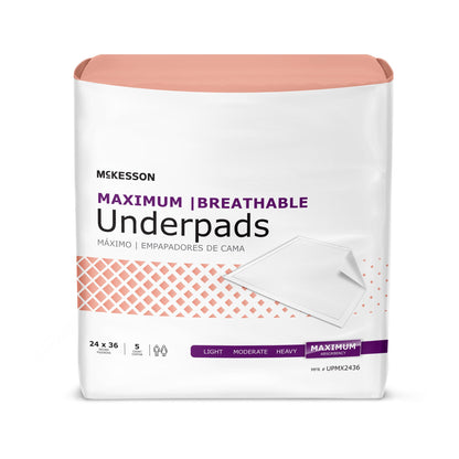 McKesson Ultimate Breathable Disposable Underpad 24 X 36 Inch Fluff / Polymer Heavy Absorbency (1075428_BG)