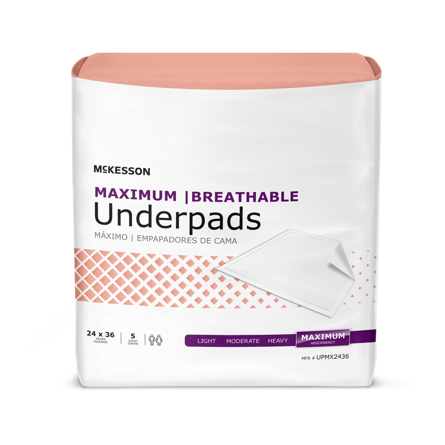McKesson Ultimate Breathable Disposable Underpad 24 X 36 Inch Fluff / Polymer Heavy Absorbency (1075428_CS)