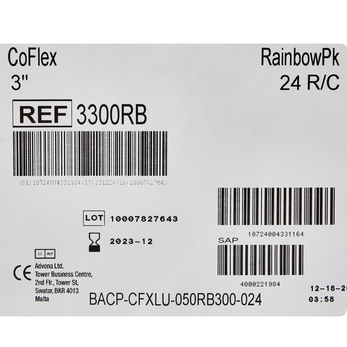 CoFlex® Cohesive Bandage 3 Inch X 5 Yard Self-Adherent Closure Teal / Blue / White / Purple / Red / Green NonSterile 14 lbs. Tensile Strength (257217_CS)