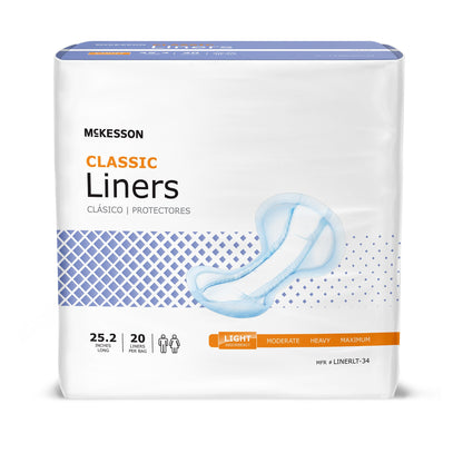 McKesson Classic Incontinence Liner 25-1/5 Inch Length Light Absorbency Polymer Core One Size Fits Most (1187896_CS)