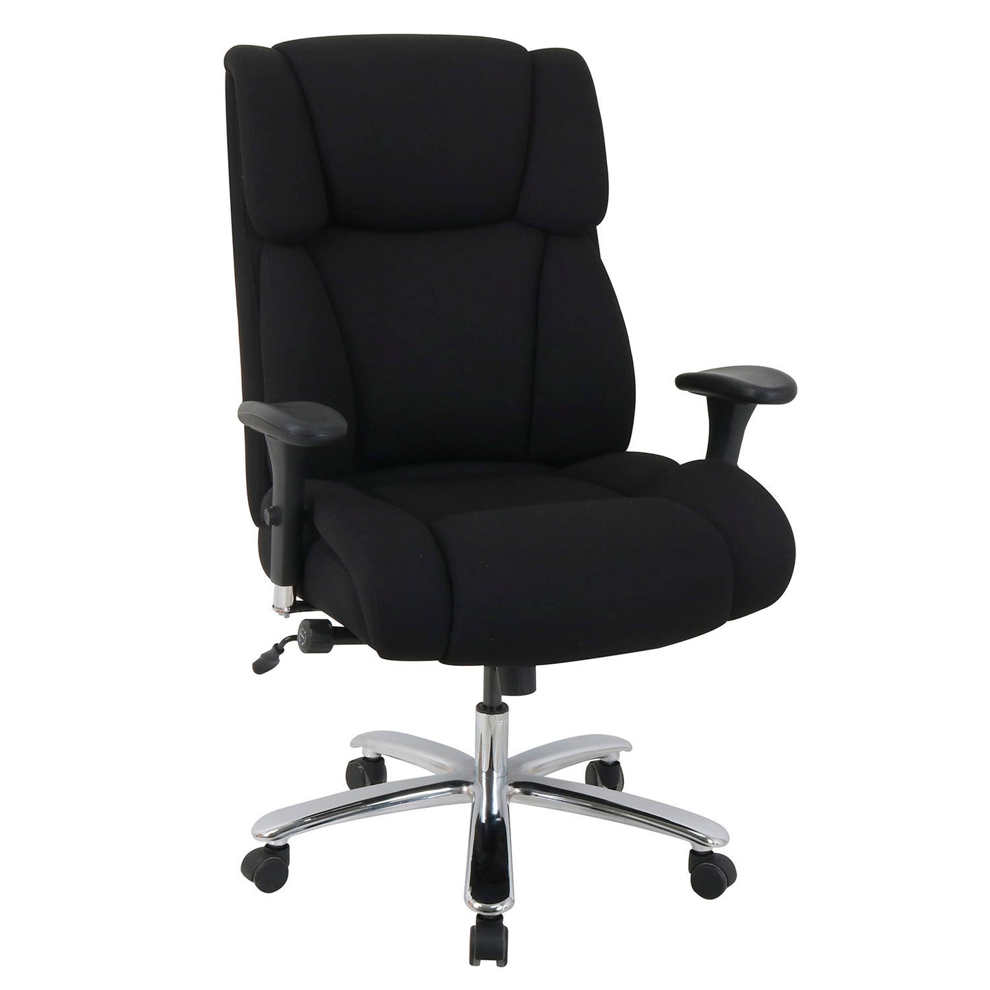 Interion 24 Hour Big & Tall Chair With High Back & Adjustable Arms, Fabric, Black (WB695620)