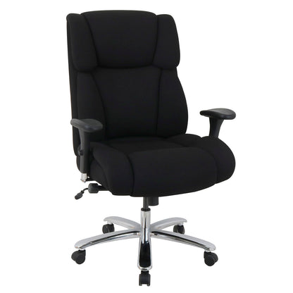 Interion 24 Hour Big & Tall Chair With High Back & Adjustable Arms, Fabric, Black (WB695620)