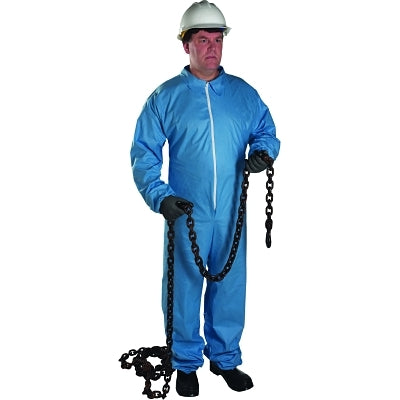 West Chester Posi-Wear® FR™ Disposable Coveralls, Collared/Open Wrists and Ankles/Zipper Front, Blue, Lg (112-3100L)