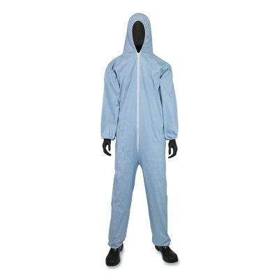 West Chester Posi-Wear® FR™ Disposable Coveralls, Hood/Elastic Wrists and Ankles/Zipper Front, Blue, 4XL (112-31064XL)