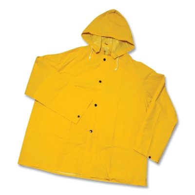 West Chester Rainsuit, Jacket w/Detachable Hood, 0.35 mm PVC/Polyester, Yellow, Large (112-4036L)