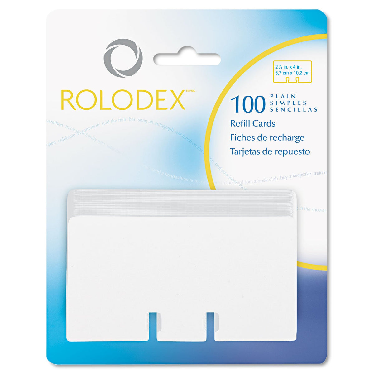 Tcg Card Roloex Rolodex™ Plain Unruled Refill Card, 2.25 x 4, White, 100 Cards/Pack (R ...