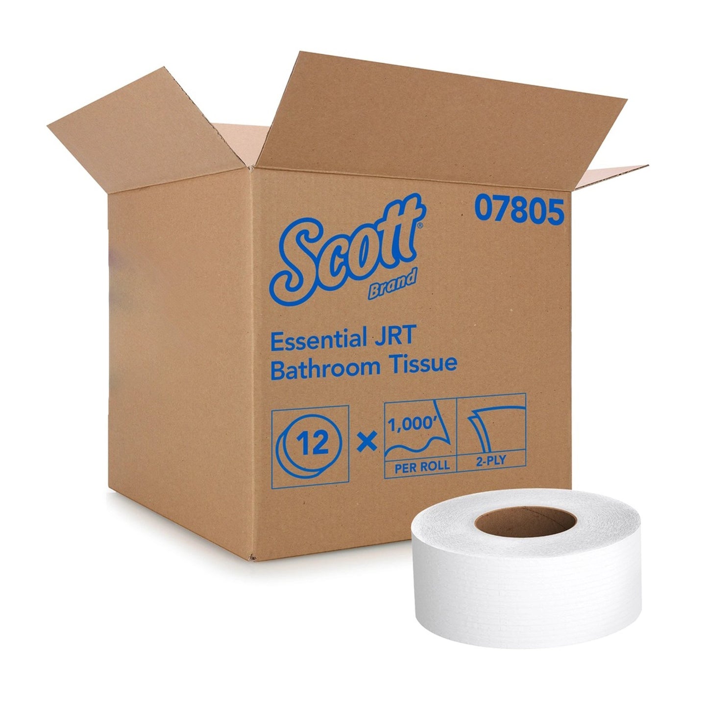 Scott® Essential JRT Toilet Tissue White 2-Ply Jumbo Size Cored Roll Continuous Sheet 3-11/20 Inch X 1000 Foot (449758_RL)
