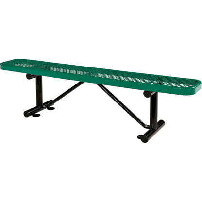 Global Industrial 6' Outdoor Steel Flat Bench, Expanded Metal, Green (WB277156GN)