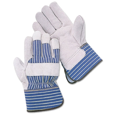 Wells Lamont Select Shoulder Split Leather Palm Gloves, Large, Blue Stripes/Gray (815-Y3106L)