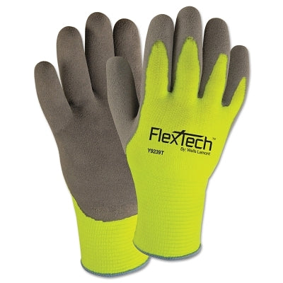 Wells Lamont FlexTech Hi-Visibility Knit Gloves with Nitrile Palm, Medium, Gray/Hi-Viz Green (815-Y9239M)