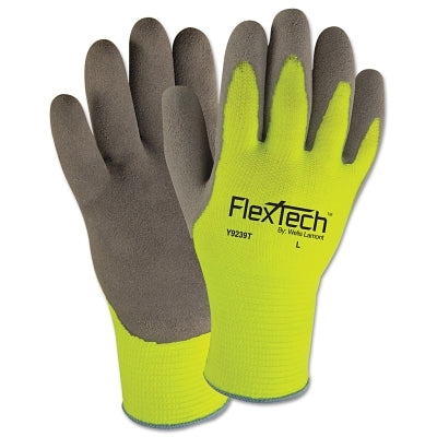 Wells Lamont FlexTech™ Hi-Visibility Knit Thermal Gloves with Latex Palm, Medium, Gray/Green (815-Y9239TM)