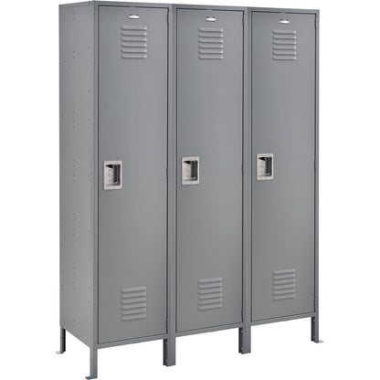 Global Industrial Infinity 1-Tier 3 Door Locker, 54"W x 18"D x 78"H, Gray, Assembled (WB493662GY)