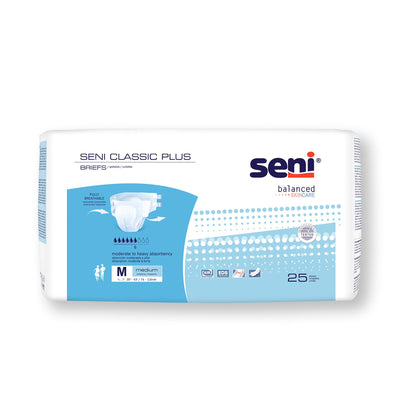 Seni® Classic Plus Unisex Adult Incontinence Brief Medium Disposable Moderate Absorbency (1163847_CS)