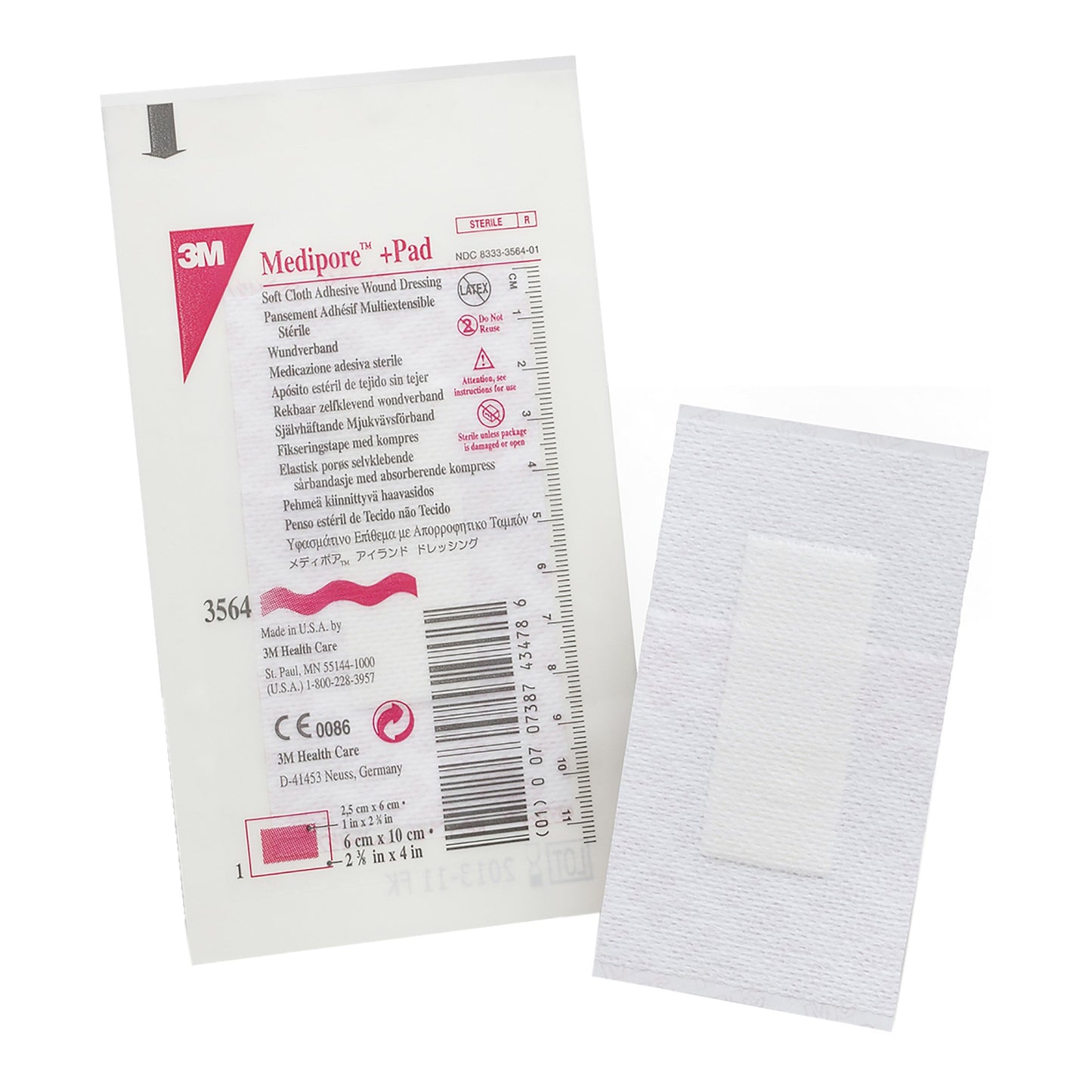 3M™ Medipore™ Composite Dressing 2-3/8 X 4 Inch Rectangle Sterile Nonwoven Backing (315359_BX)