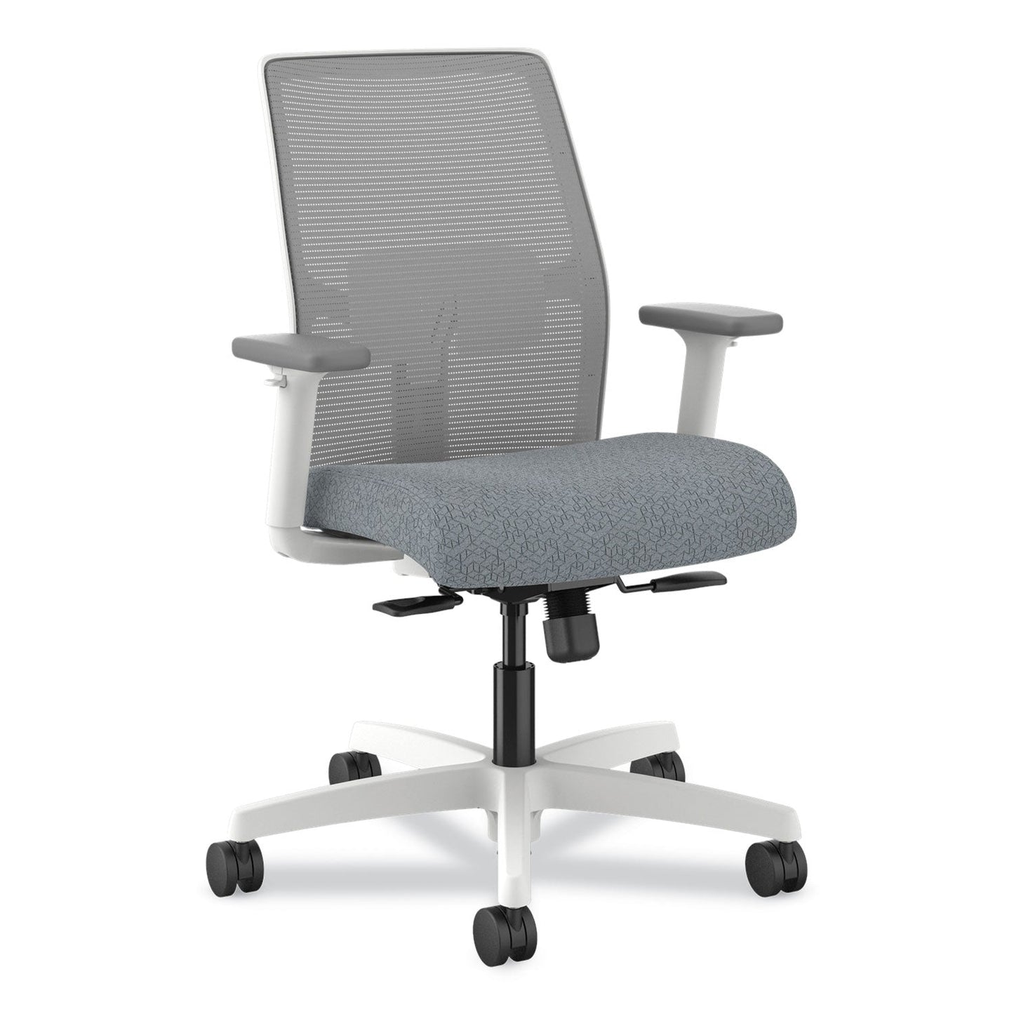HON® Ignition 2.0 Mid-Back Mesh Task Chair, Posture Lock, Up to 300lb, Basalt Seat, Fog Back/White Base (HONI2LM1AFA25WX)