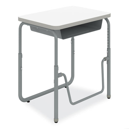 Safco® AlphaBetter 2.0 Height-Adjust Student Desk with Pendulum Bar, 27.75 x 19.75 x 22 to 30, Dry Erase (SAF1222DE)