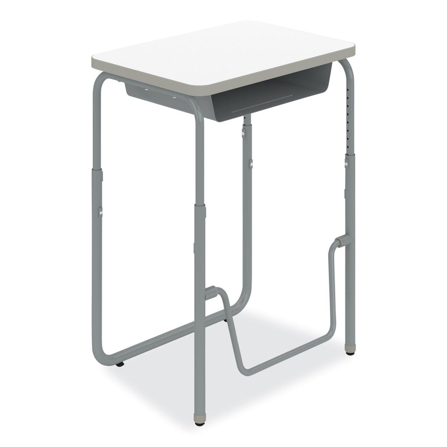 Safco® AlphaBetter 2.0 Height-Adjust Student Desk with Pendulum Bar, 27.75 x 19.75 x 29 to 43, Dry Erase (SAF1224DE)