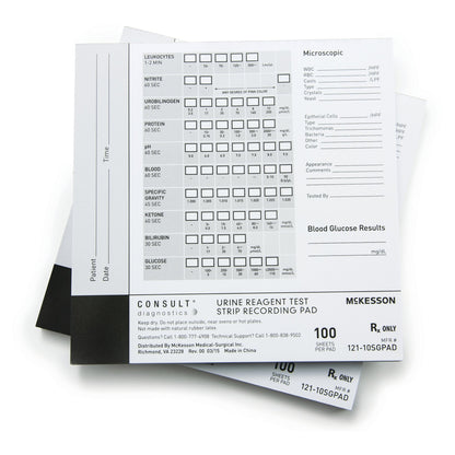 McKesson Consult™ Urine Reagent Test Strip Recording Pad For use with McKesson CONSULT® 10SG Urine Reagent Strips (MFR # 121-10SG) (976928_PD)