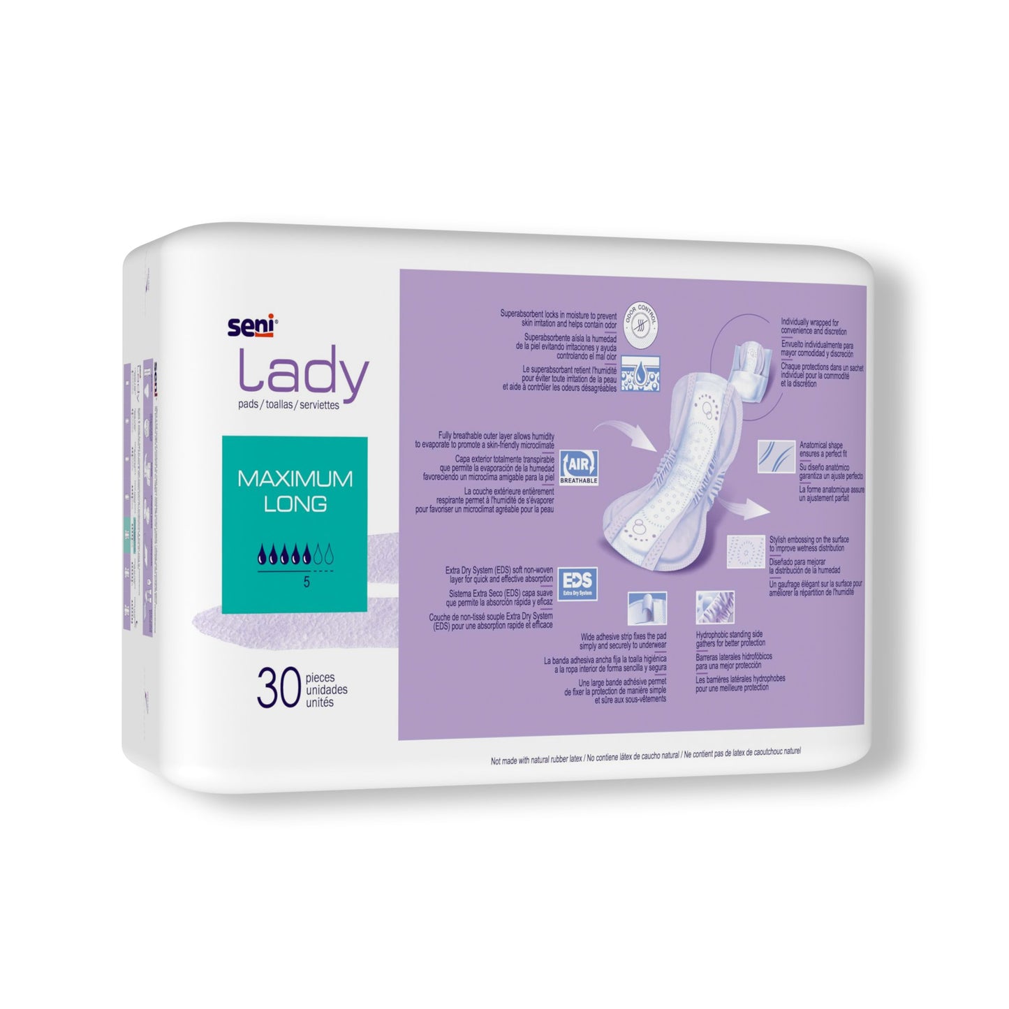 Seni® Lady Maximum Bladder Control Pad 11 Inch Length Moderate Absorbency Super Absorbent Core One Size Fits Most (1222537_PK)